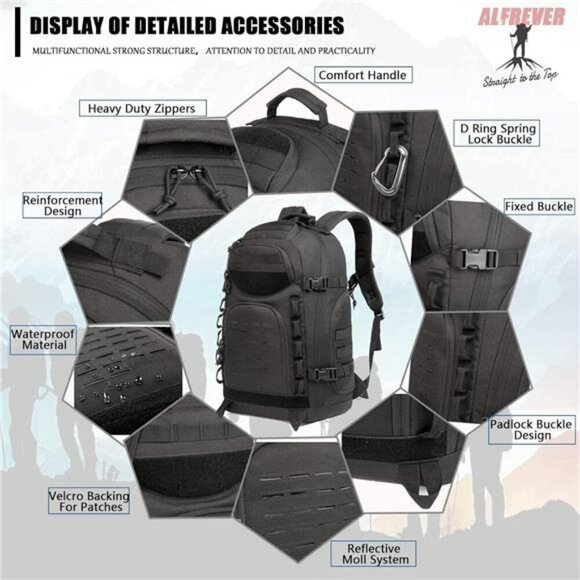 38L Tactical Backpack Military Hiking Camping Pack Molle Outdoor Gear Bag - Picture 6 of 8